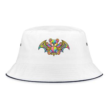 Rainbow Bear with Wings - Bucket Hat - white/navy - Front