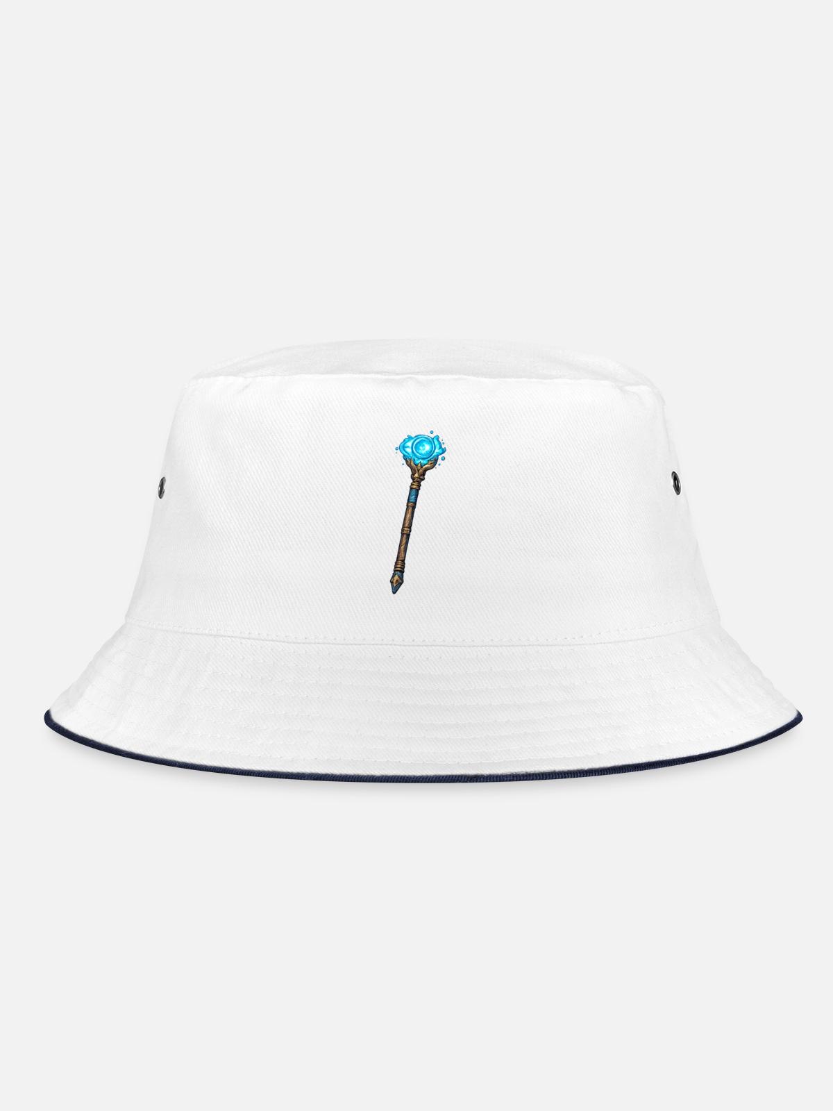 Magischer Kristallstab Blau - Bucket Hat - Weiß/Navy - Vorne