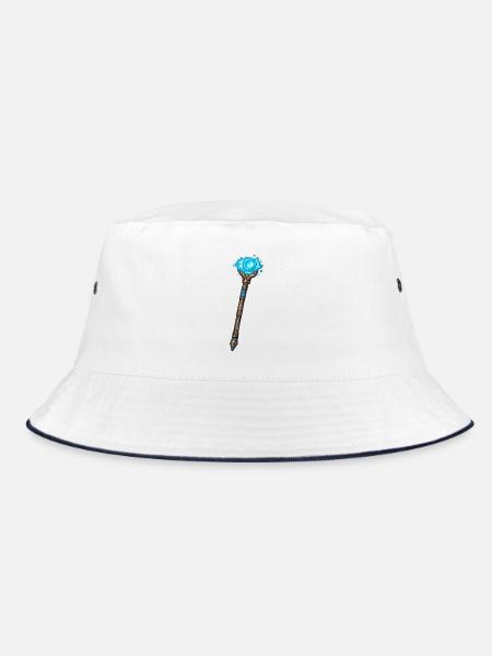 Magischer Kristallstab Blau - Bucket Hat - Weiß/Navy - Vorne