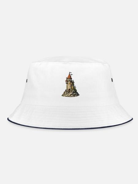 Burgturm am Felsen - Bucket Hat - Weiß/Navy - Vorne