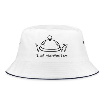 I eat, therefore I am - Bucket Hat - white/navy - Front