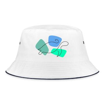 Lineart turtle with color background - Bucket Hat - white/navy - Front