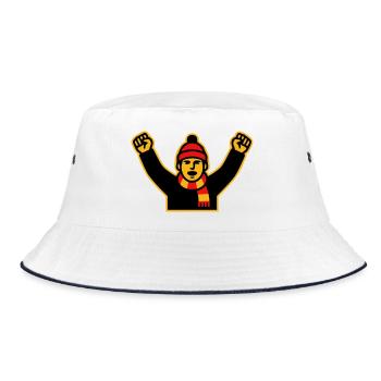 Cheering Soccer Fan Icon - Bucket Hat - white/navy - Front