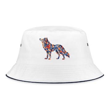 Patchwork Wolf Colors Game - Bucket Hat - white/navy - Front