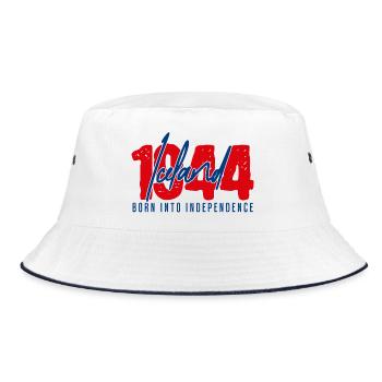 Iceland 1944 – Born Into Independence | Republic  - Bucket Hat - Weiß/Navy - Vorne