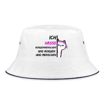 ICH HASSE MORGENMENSCHEN UND MORGEN UND MENSCHEN - Bucket Hat - Weiß/Navy - Vorne