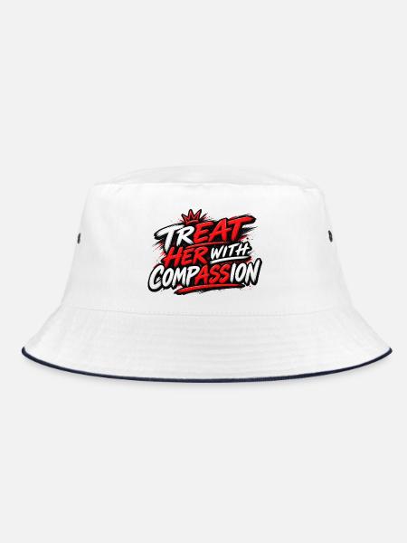 TrEAT HER With CompASSion - Bucket Hat - Weiß/Navy