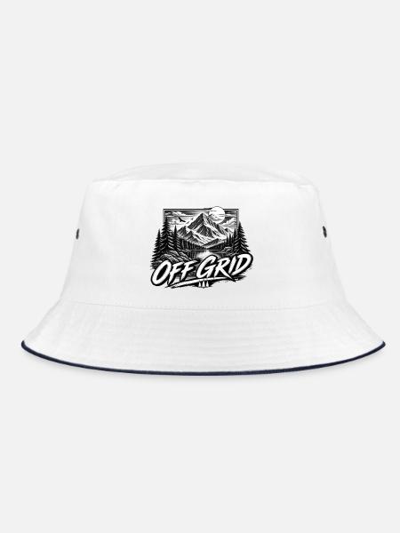 Off-grid-Berge und Wälder - Bucket Hat - Weiß/Navy