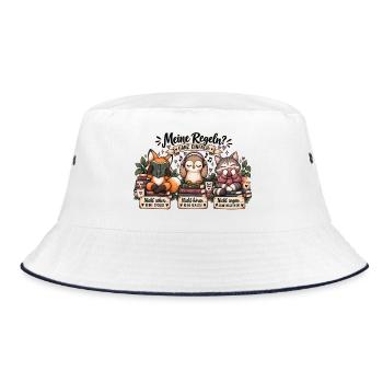 Meine Regeln? Ganz einfach – Keine Spoiler & keine - Bucket Hat - Weiß/Navy - Vorne