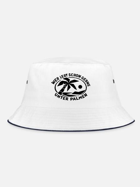 Palmen - Bucket Hat - Weiß/Navy