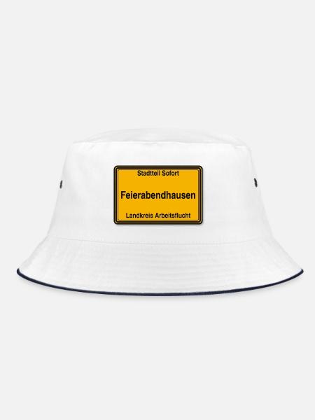 Feierabendhausen Ortsschild - Bucket Hat - Weiß/Navy