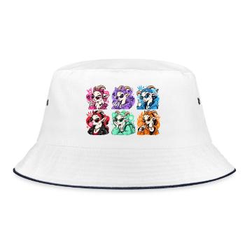 Sechs freche Ziegenmädchen - Bucket Hat - Weiß/Navy - Vorne