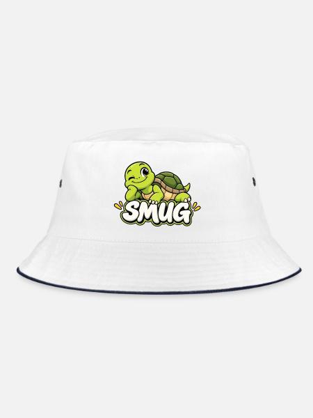 Schildkröte Smug Cartoonshirt - Bucket Hat - Weiß/Navy