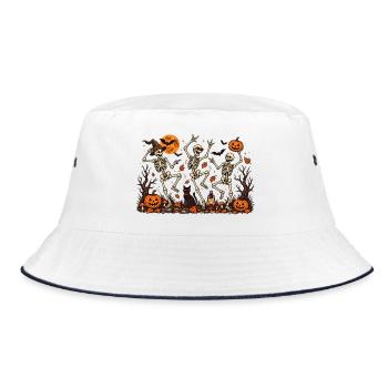 Tanzende Skelette Halloween Vintage - Bucket Hat - Weiß/Navy - Vorne