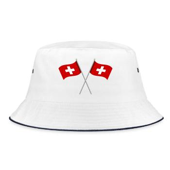 Schweizer Flagge - Bucket Hat - Weiß/Navy - Vorne