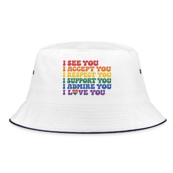 LGBTQ Queer Regenbogen - Bucket Hat - Weiß/Navy - Vorne