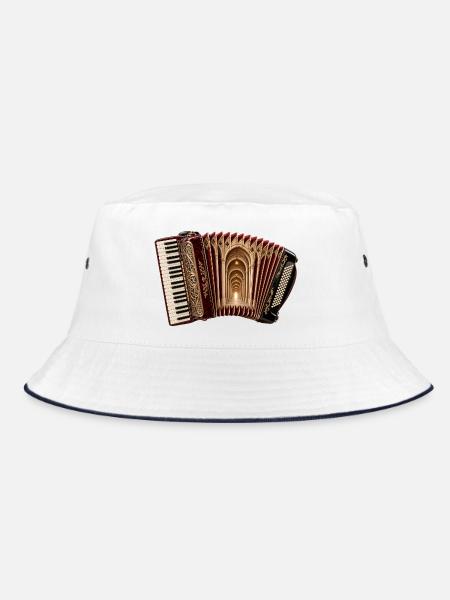 Architektonisches Akkordeon - Bucket Hat - Weiß/Navy