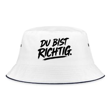 Du bist richtig - Bucket Hat - Weiß/Navy - Vorne
