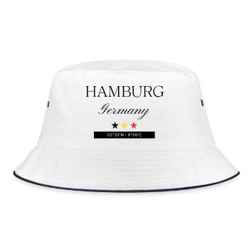 Hamburg Deutschland Souvenir Reise minimalistisch - Bucket Hat - Weiß/Navy - Vorne