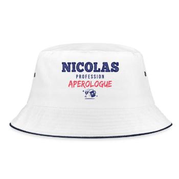 Nicolas Aperologue – Humor Apéro - Bucket Hat - Weiß/Navy - Vorne