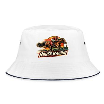 Pferderennen Retro Vintage Jockey Speed - Bucket Hat - Weiß/Navy - Vorne