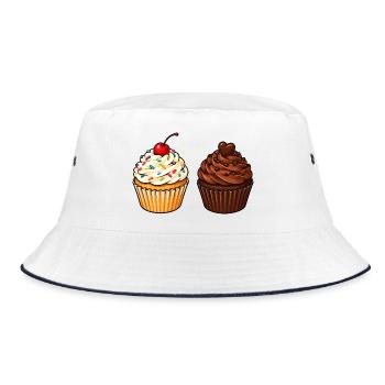 Cupcake Duo: Vanille & Schoko - Bucket Hat - Weiß/Navy - Vorne