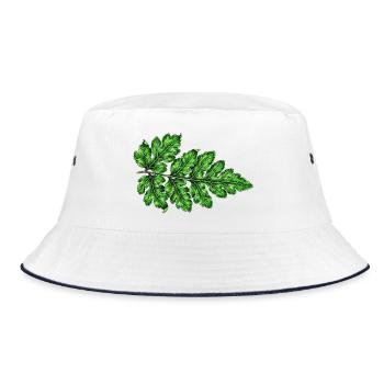 Grüne Blattstruktur Botanischer Druck - Bucket Hat - Weiß/Navy - Vorne