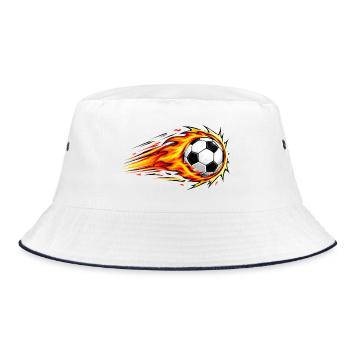 Flammender Fußball-Dynamikschlag - Bucket Hat - Weiß/Navy - Vorne