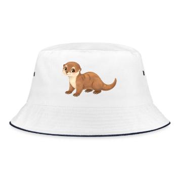 Otter – niedlicher kleiner Fischotter - Bucket Hat - Weiß/Navy - Vorne