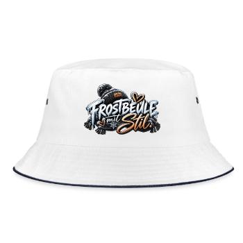 Frostbeule mit Stil - Bucket Hat - Weiß/Navy - Vorne