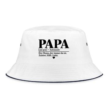Papa Definition: Der Mann, der immer da ist  - Bucket Hat - Weiß/Navy - Vorne