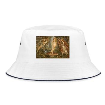 Geburt des Mushroom Crop Top - Bucket Hat - Weiß/Navy - Vorne