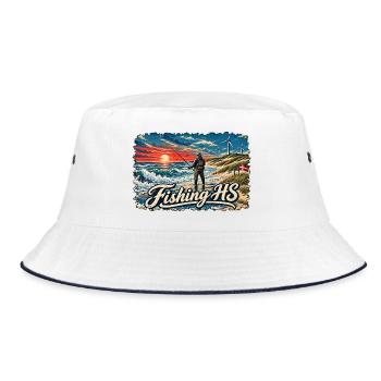 Angeln Hvide Sande2 - Bucket Hat - Weiß/Navy - Vorne