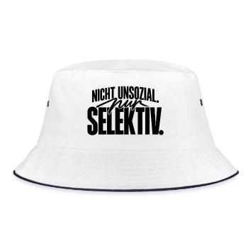 Nicht unsozial nur selektiv Introvertiert Mindest - Bucket Hat - Weiß/Navy - Vorne