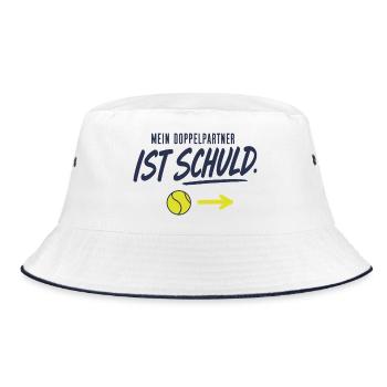 Mein Doppelpartner ist schuld Lustiges Doppel - Bucket Hat - Weiß/Navy - Vorne
