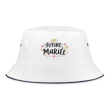 Fröhliche gekrönte Braut in spe. - Bucket Hat - Weiß/Navy - Vorne