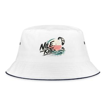 Wilde Kite Strand Retro Sunset - El Gouna  - Bucket Hat - Weiß/Navy - Vorne