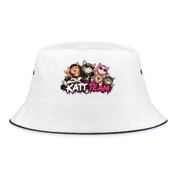 Katzenteam: Rock Cats - Bucket Hat - Weiß/Navy - Vorne