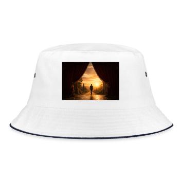 Geh zur Goldenen Morgendämmerung - Bucket Hat - Weiß/Navy - Vorne