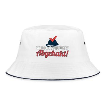 Feuerwehr-Grundausbildung bestanden als Geschenk - Bucket Hat - Weiß/Navy - Vorne