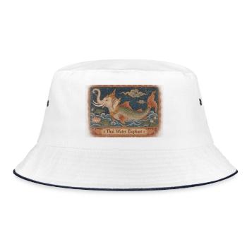 Thailändischer Wasserelefant (Chang Nam) - Bucket Hat - Weiß/Navy - Vorne