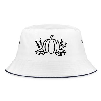 Line Art Kürbis Halloween Herbst - Bucket Hat - Weiß/Navy - Vorne