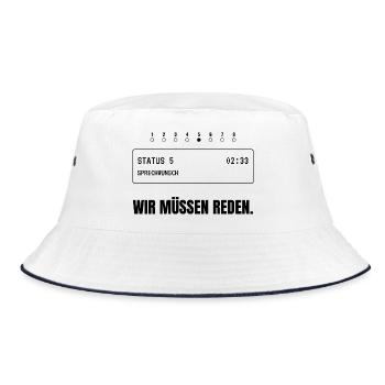 Status 5. Wir müssen reden. - Bucket Hat - Weiß/Navy - Vorne
