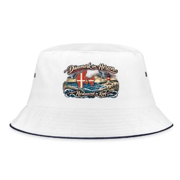 Dänemark im Herzen – Nordsee Wind - Bucket Hat - Weiß/Navy - Vorne