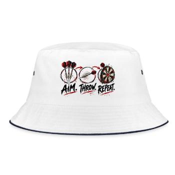 Dart Dartspieler One hundred eighty Dartpfeile - Bucket Hat - Weiß/Navy - Vorne