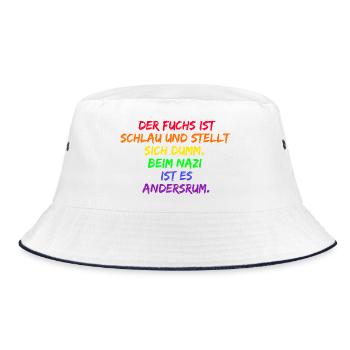 DER FUCHS IST SCHLAU, BEIM NZI IST ES ANDERSRUM - Bucket Hat - Weiß/Navy - Vorne