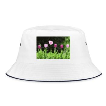Tulpen im Frühling - Bucket Hat - Weiß/Navy - Vorne