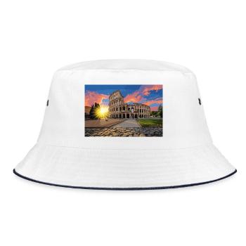 colosseo_al_tramonto - Bucket Hat - Weiß/Navy - Vorne
