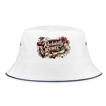 Rockabilly Rebel Tattoo Style - Bucket Hat - Weiß/Navy - Vorne