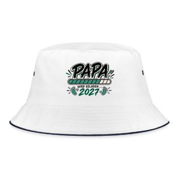 Papa wird geladen 2027 - Geschenk werdender Vater - Bucket Hat - Weiß/Navy - Vorne